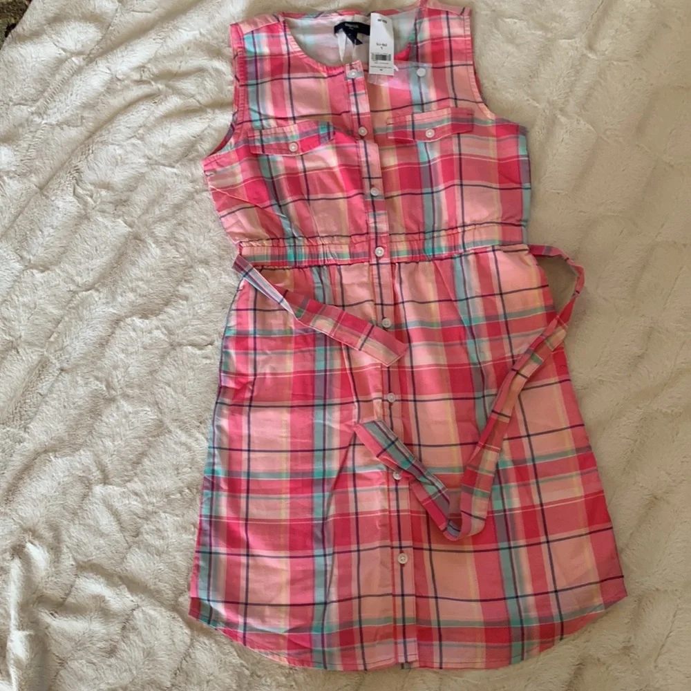 Gapkids pink plaid dress‎ size L (10-11) new with tag